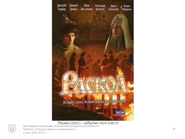 Раскол (2011) – события 1654-1682 гг. Реализация программы повышения конкурентоспособности Томского