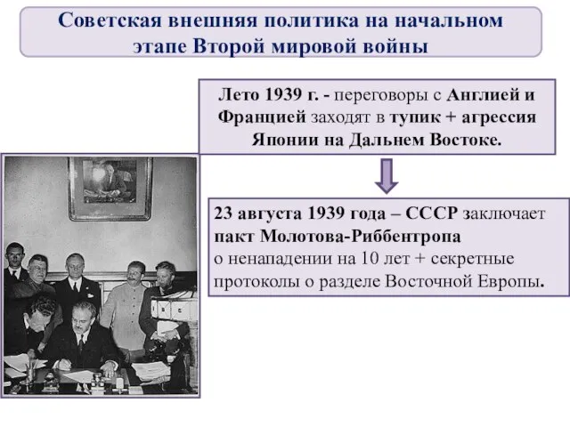 Лето 1939 г. - переговоры с Англией и Францией заходят в