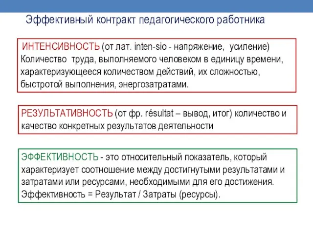 ИНТЕНСИВНОСТЬ (от лат. inten-sio - напряжение, усиление) Количество труда, выполняемого человеком