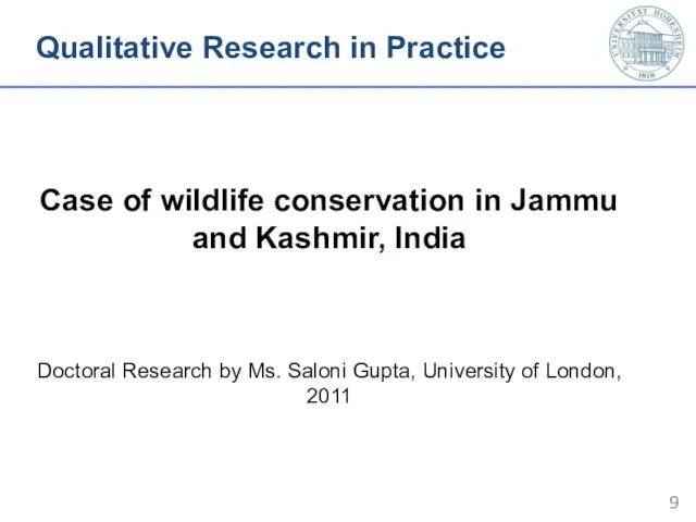 Qualitative Research in Practice Case of wildlife conservation in Jammu and