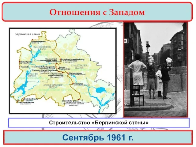 Отношения с Западом Сентябрь 1961 г. Строительство «Берлинской стены»