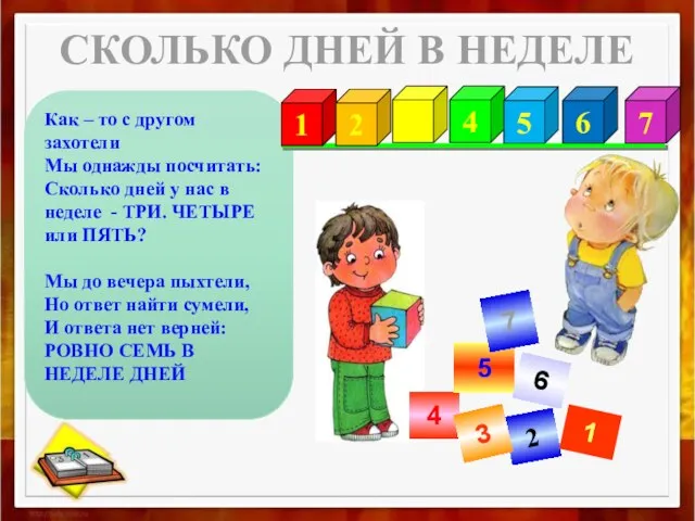 СКОЛЬКО ДНЕЙ В НЕДЕЛЕ Как – то с другом захотели Мы