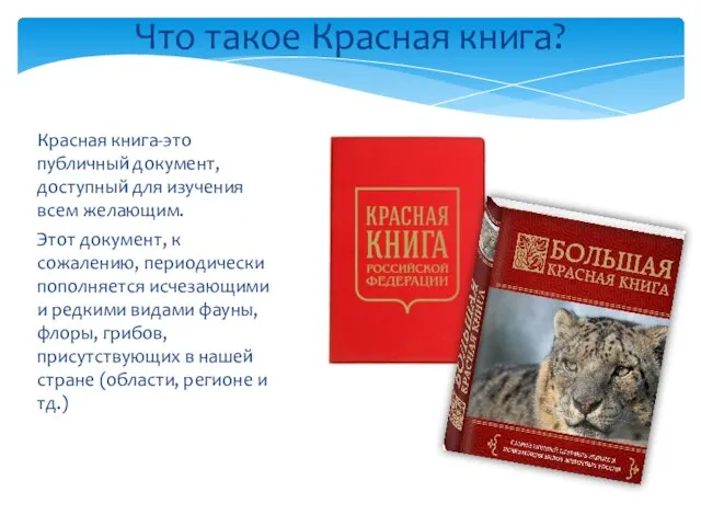 Красная книга-это публичный документ, доступный для изучения всем желающим. Этот документ,