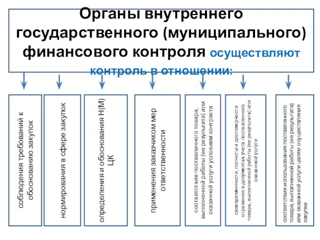 Органы внутреннего государственного (муниципального) финансового контроля осуществляют контроль в отношении: соответствия