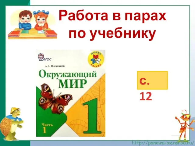 Работа в парах по учебнику с. 12