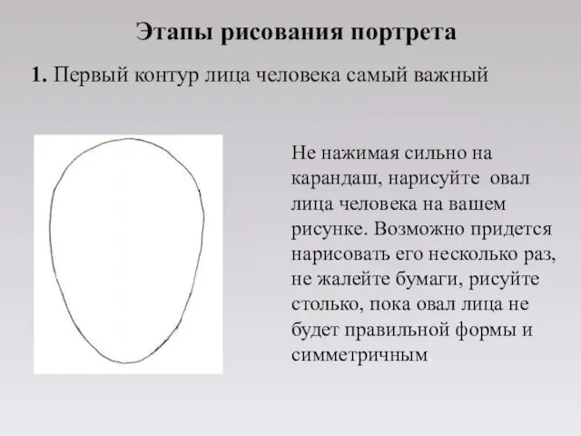 1. Первый контур лица человека самый важный Не нажимая сильно на