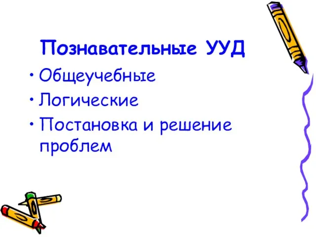 Познавательные УУД Общеучебные Логические Постановка и решение проблем