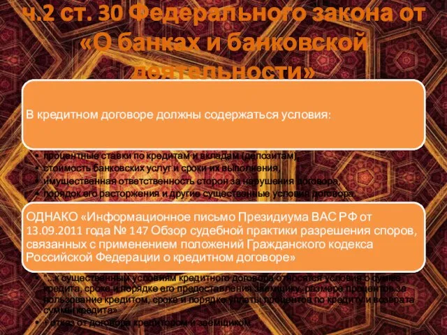 ч.2 ст. 30 Федерального закона от «О банках и банковской деятельности»