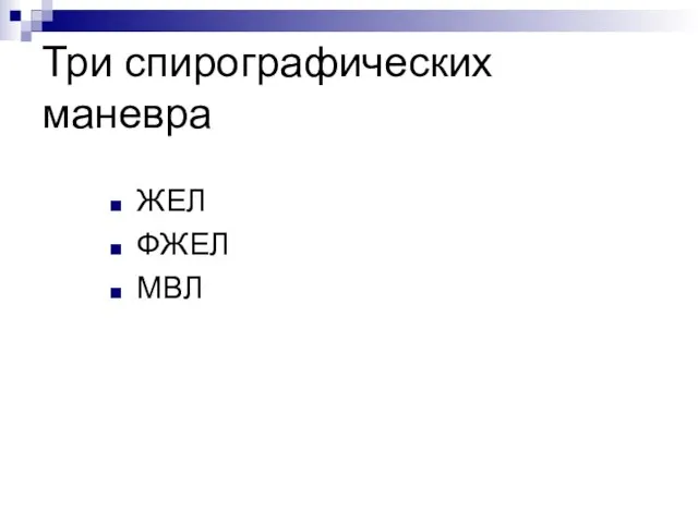 Три спирографических маневра ЖЕЛ ФЖЕЛ МВЛ