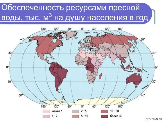 Обеспеченность ресурсами пресной воды, тыс. м3 на душу населения в год