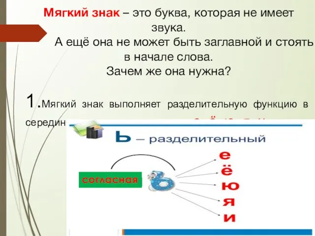 Мягкий знак – это буква, которая не имеет звука. А ещё