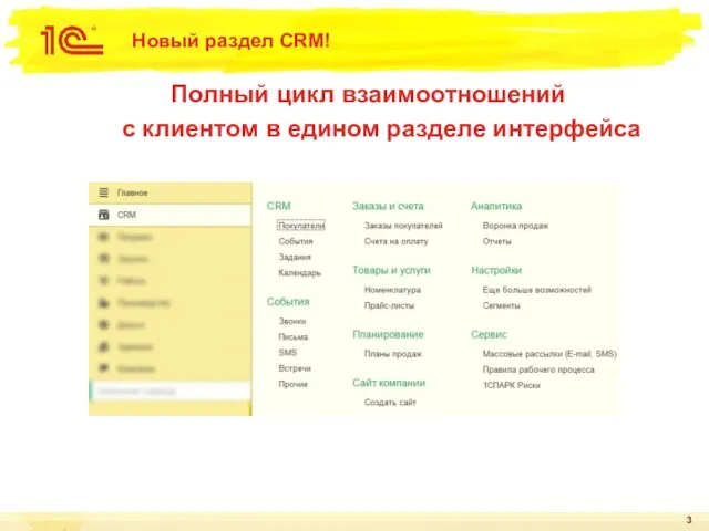 Новый раздел CRM! Полный цикл взаимоотношений с клиентом в едином разделе интерфейса