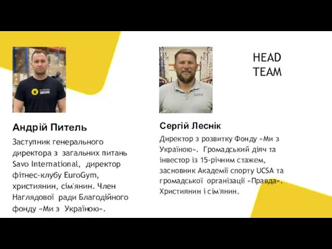 HEAD TEAM Андрій Питель Заступник генерального директора з загальних питань Savo