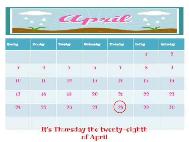 It’s Thursday the twenty-eighth of April