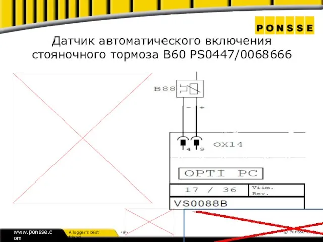 Датчик автоматического включения стояночного тормоза В60 PS0447/0068666