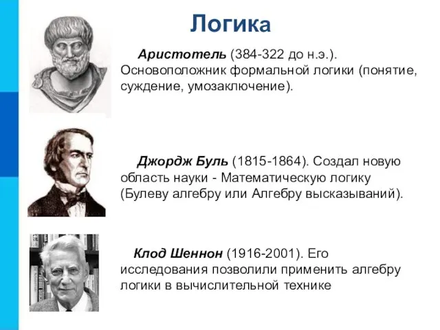 Клод Шеннон (1916-2001). Его исследования позволили применить алгебру логики в вычислительной