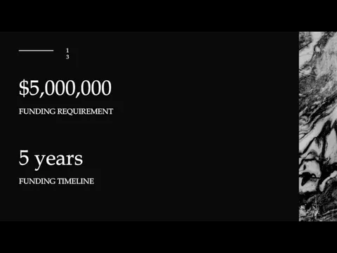 $5,000,000 FUNDING REQUIREMENT 5 years FUNDING TIMELINE 13