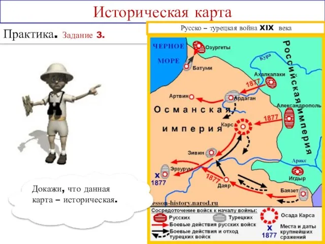 Практика. Задание 3. Историческая карта Русско – турецкая война XIX века