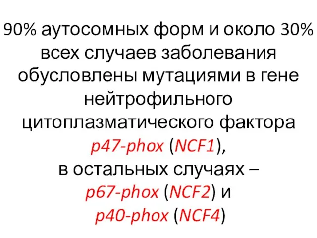 90% аутосомных форм и около 30% всех случаев заболевания обусловлены мутациями