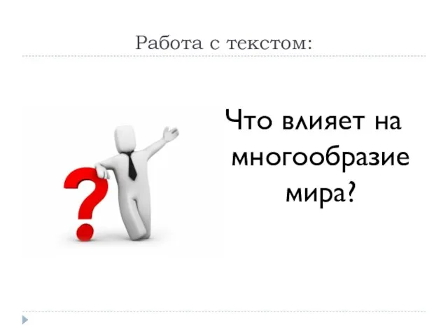 Работа с текстом: Что влияет на многообразие мира?