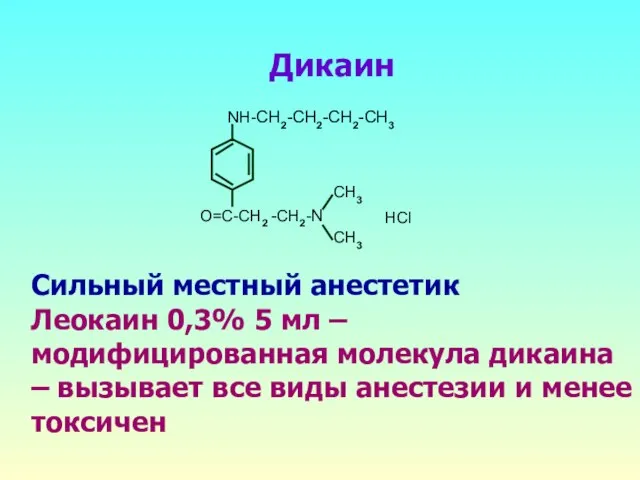 Дикаин Сильный местный анестетик Леокаин 0,3% 5 мл – модифицированная молекула