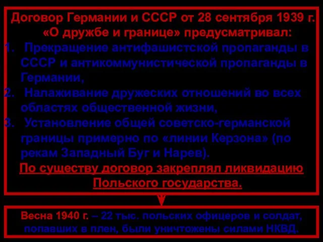 Договор Германии и СССР от 28 сентября 1939 г. «О дружбе