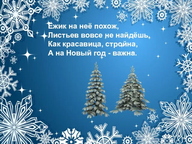 Ёжик на неё похож, Листьев вовсе не найдёшь. Как красавица, стройна,