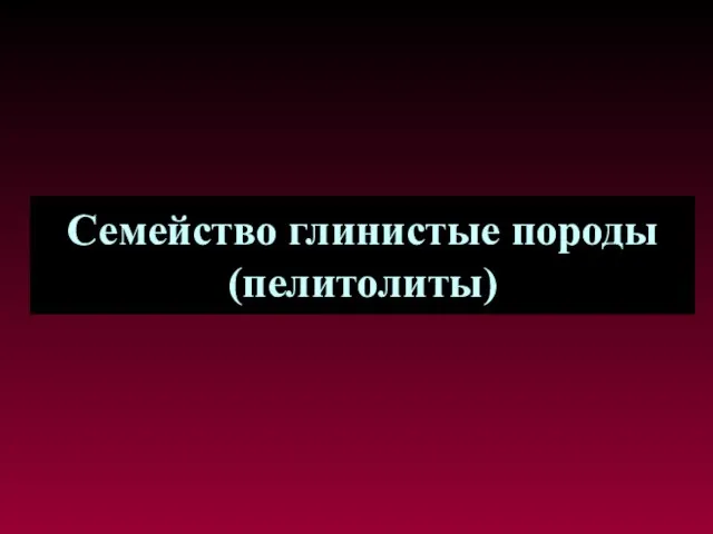 Семейство глинистые породы (пелитолиты)