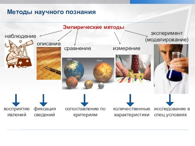 Александрова Л.Д. Характеристики естественнонаучного познания Методы научного познания Эмпирические методы наблюдение