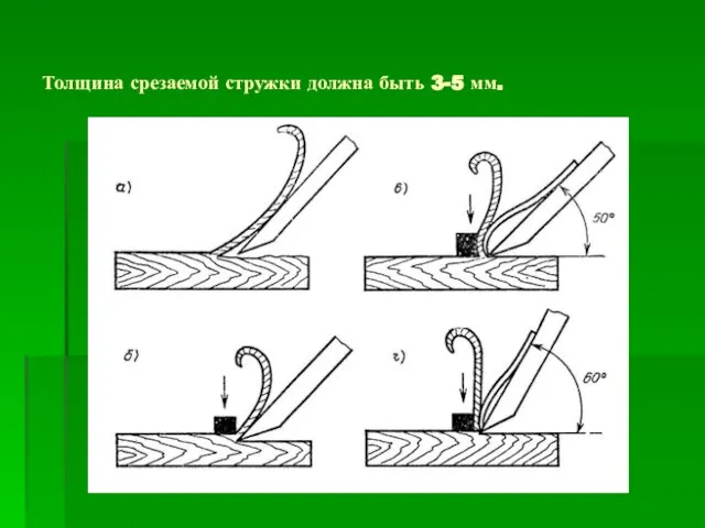 Толщина срезаемой стружки должна быть 3-5 мм.