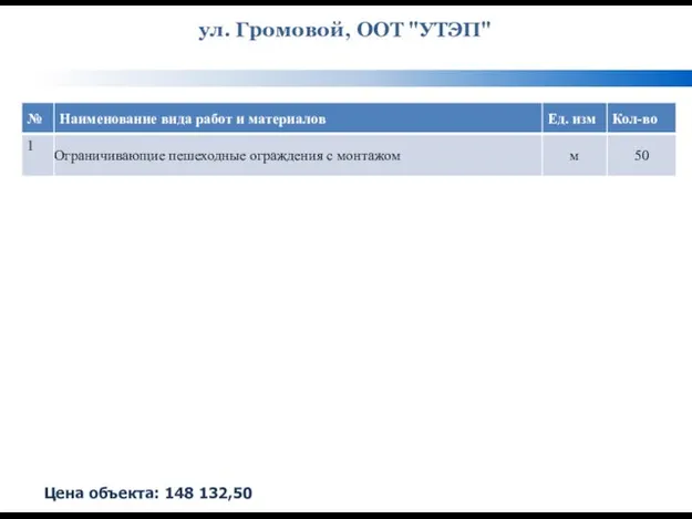 ул. Громовой, ООТ "УТЭП" Цена объекта: 148 132,50