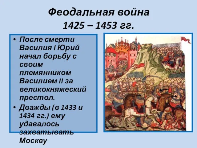 Феодальная война 1425 – 1453 гг. После смерти Василия I Юрий