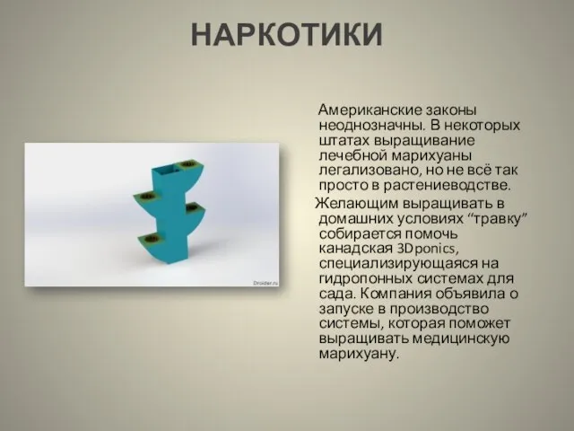 НАРКОТИКИ Американские законы неоднозначны. В некоторых штатах выращивание лечебной марихуаны легализовано,