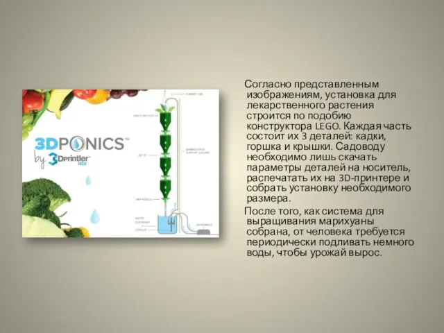 Согласно представленным изображениям, установка для лекарственного растения строится по подобию конструктора