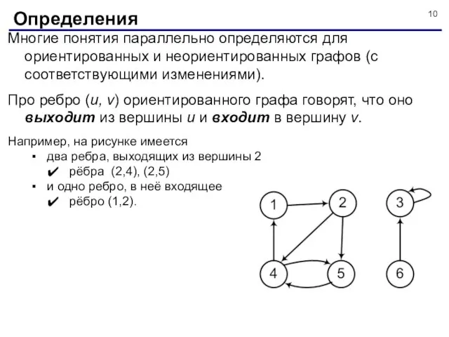 Многие понятия параллельно определяются для ориентированных и неориентированных графов (с соответствующими