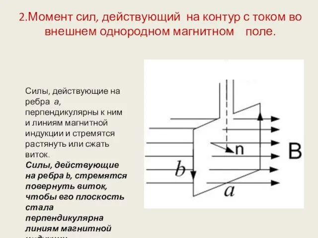 Силы, действующие на ребра а, перпендикулярны к ним и линиям магнитной