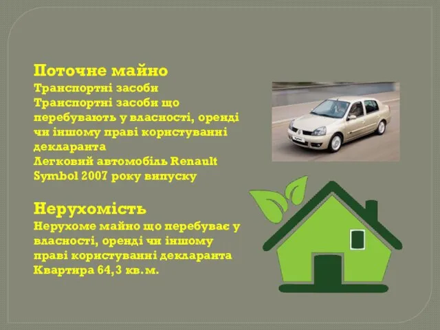 Поточне майно Транспортні засоби Транспортні засоби що перебувають у власності, оренді