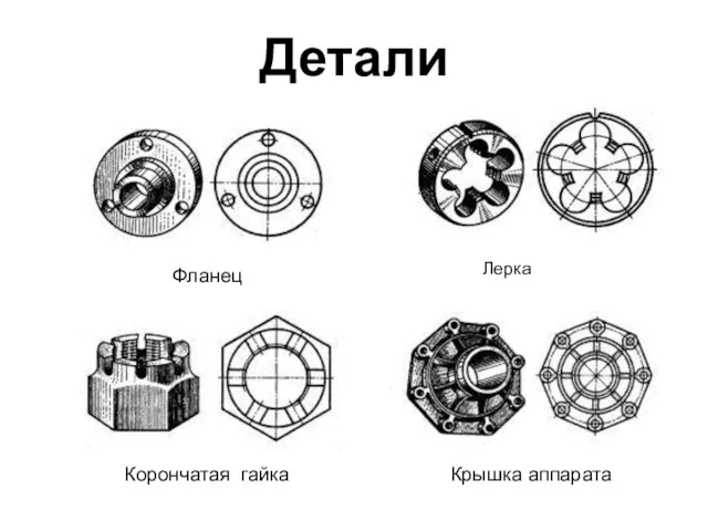 Детали Фланец Лерка Корончатая гайка Крышка аппарата