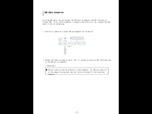 [ USB Cable Connection ] By using USB cable, you can