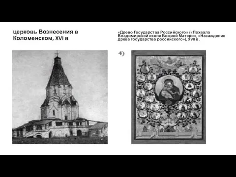 церковь Вознесения в Коломенском, XVI в «Древо Государства Российского» («Похвала Владимирской