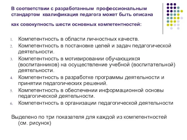 В соответствии с разработанным профессиональным стандартом квалификация педагога может быть описана