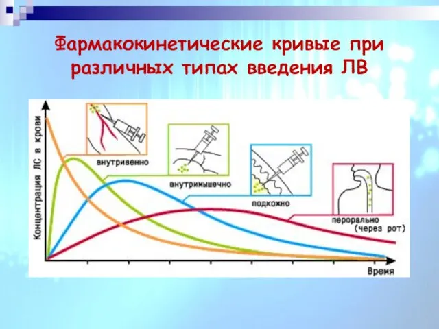 Фармакокинетические кривые при различных типах введения ЛВ