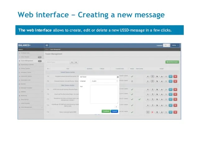 Web interface − Creating a new message The web interface allows