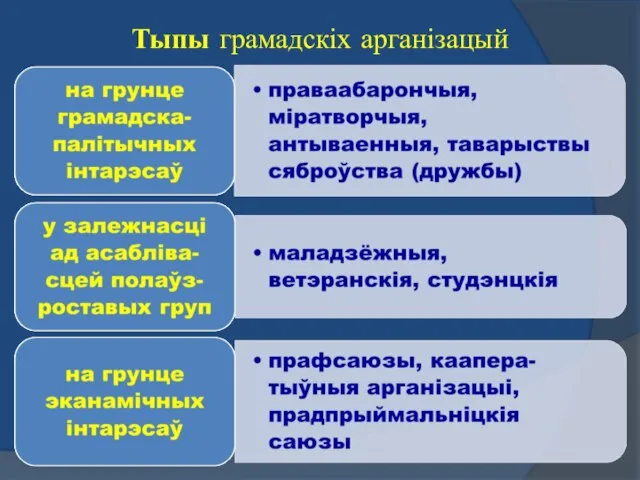 Тыпы грамадскіх арганізацый