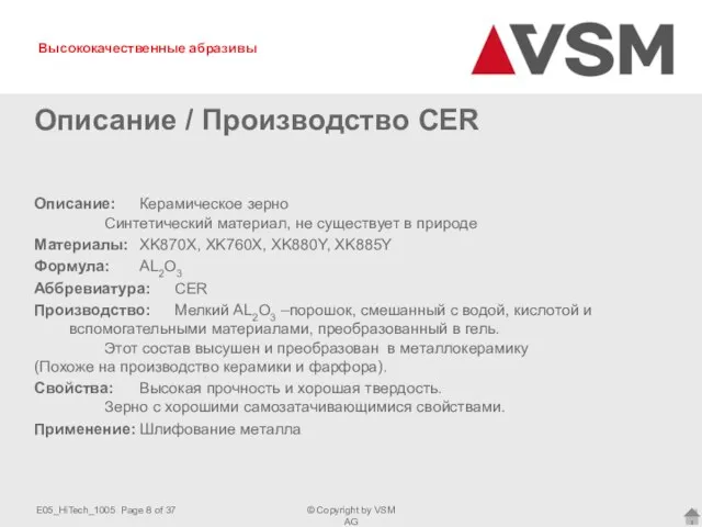 Описание / Производство CER Описание: Керамическое зерно Синтетический материал, не существует