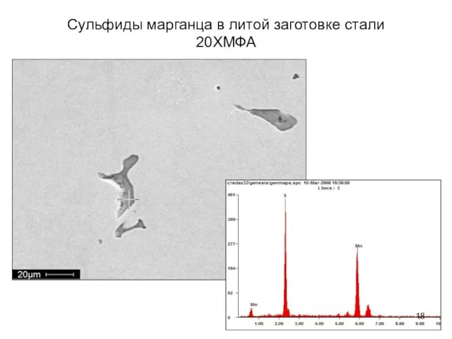 Сульфиды марганца в литой заготовке стали 20ХМФА