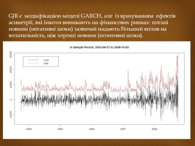 GJR є модифікацією моделі GARCH, але із врахуванням ефектів асиметрії, які