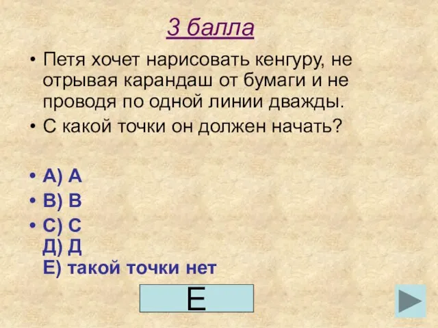 3 балла Петя хочет нарисовать кенгуру, не отрывая карандаш от бумаги