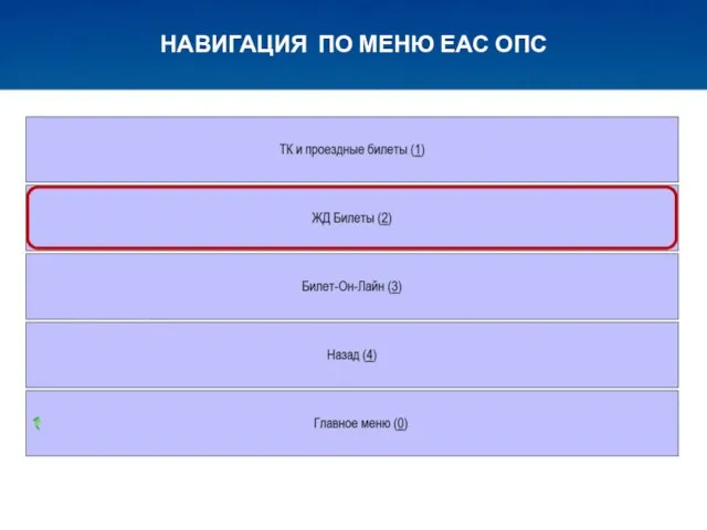 НАВИГАЦИЯ ПО МЕНЮ ЕАС ОПС