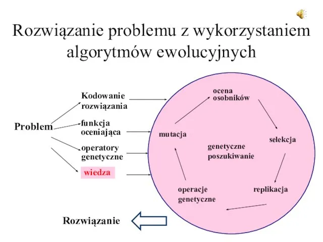 Rozwiązanie problemu z wykorzystaniem algorytmów ewolucyjnych Problem Kodowanie rozwiązania funkcja oceniająca